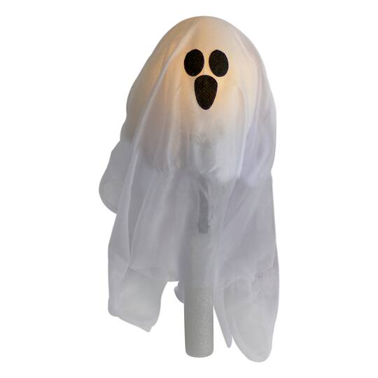 30" LED Lighted White Ghost Outdoor Halloween Lawn Stakes Set, 6ct.